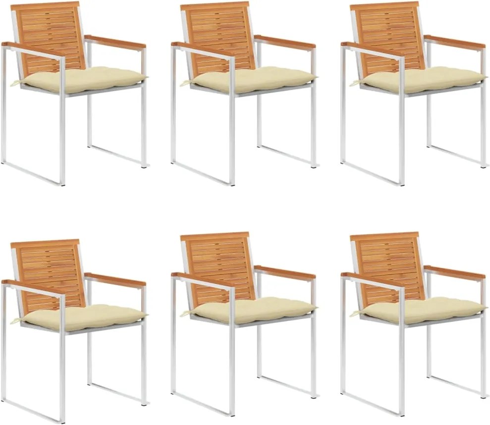 vidaXL Scaune de grădină cu perne, 6 buc., lemn masiv de acacia