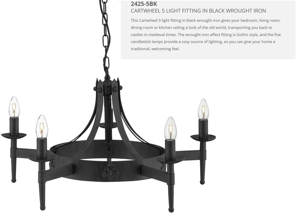 Candelabru stil rustic Cartwheel 5L 2425-5BK SRT