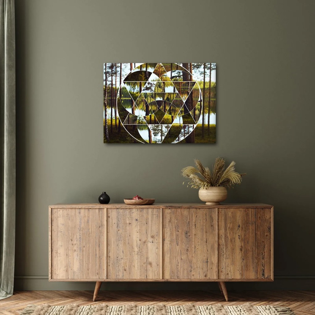 Tablou - Colaj geometric pe fundalul pădurilor nordice (70x50 cm)