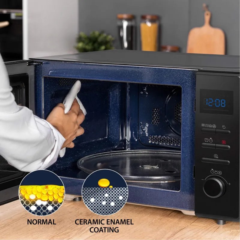 Resigilat: Cuptor cu microunde Toshiba MW2-AC25TBK 4in1, 25 L, 950W, Gratar 1100W, Convectie 2100W, Acoperire ceramica, Negru