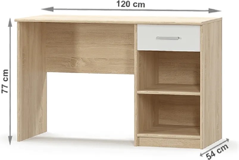 Birou PC 1S, alb/stejar sonoma, TEYO