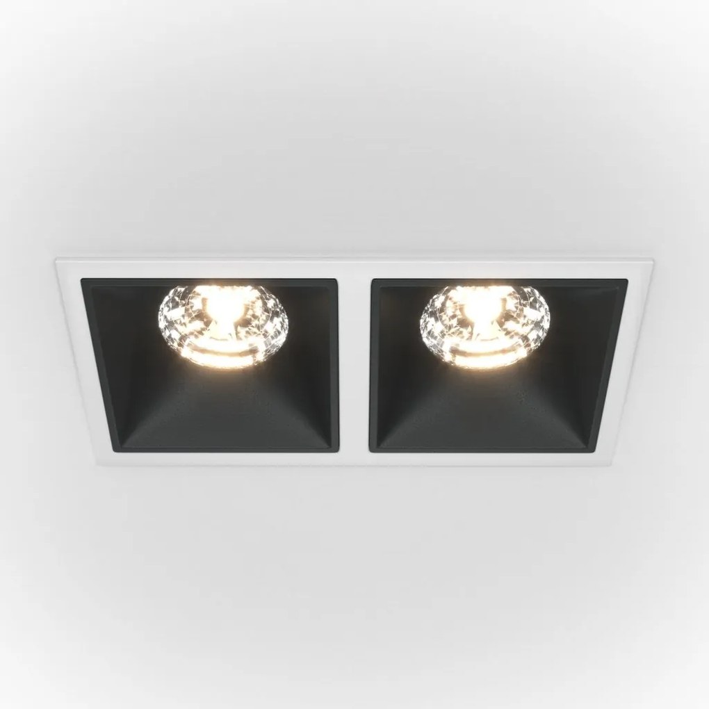 Spot LED incastrabil cu 2 surse de iluminat Alpha alb, negru 30W, 3000K