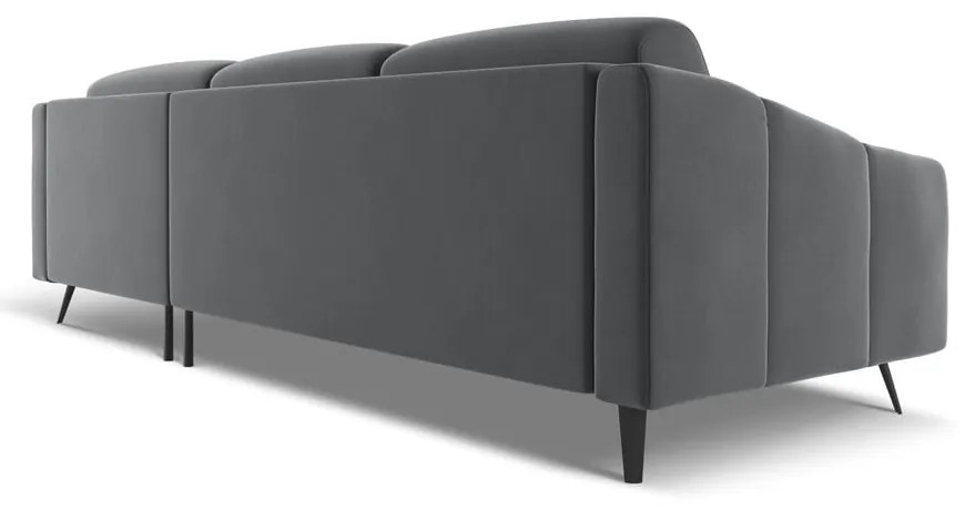 Colțar gri cu tapițerie din catifea (cu colț pe partea dreaptă) Nalu – Makamii