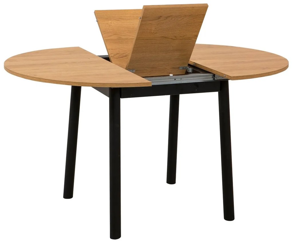 Masă de sufragerie extensibilă Duvasa 5 (stejar + negru) (pentru 4 persoane). 1093745
