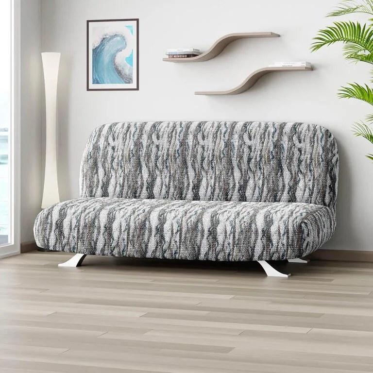 Huse bielastice OCEANO NOU gri-albăstrui 2fotoliu cu manere de lemn (l. 80 -140 cm)