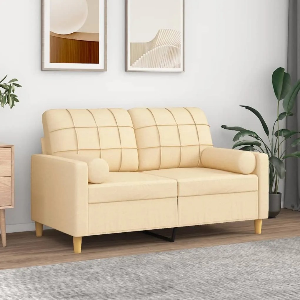 3152913 vidaXL Canapea cu 2 locuri cu perne&pernuțe crem 120 cm textil