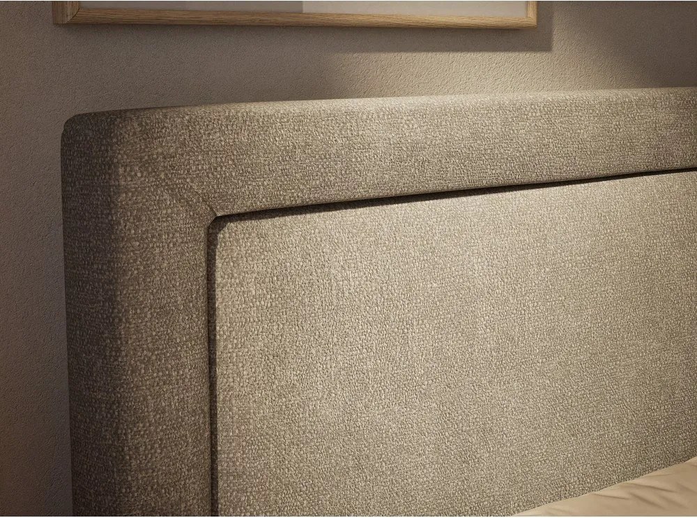 Pat boxspring grej cu spațiu de depozitare 180x200 cm Fresco – Maison de Rêve