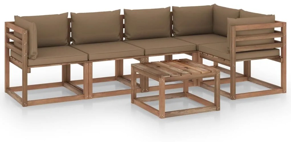 3067460 vidaXL Set mobilier de grădină cu perne, 6 piese, lemn pin tratat