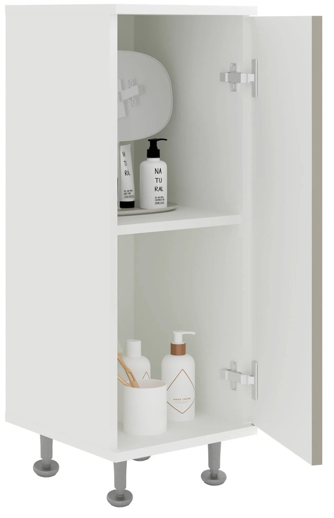 Corp Baie Zaria, 1 Usa, Gri Lucios/Alb, MDF, L 30 x l 35 x H 85 cm