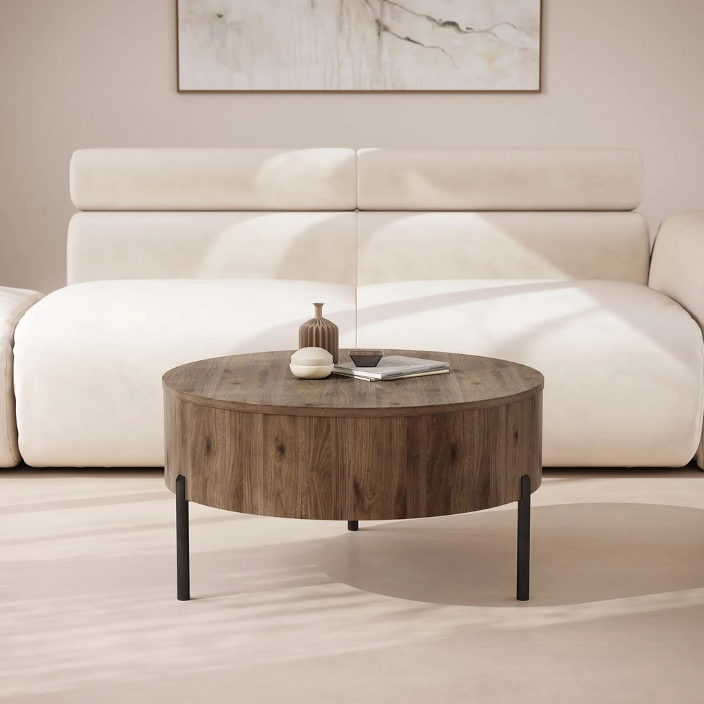 Mazzoni FRIDA Nuc Elegant – MĂSUȚĂ DE CAFEA MODERNĂ CU BLAT RABATABIL ȘI SPAȚIU DE DEPOZITARE