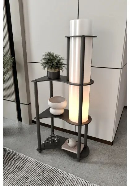 Lampă de podea NOTO cu polițe 1xE27/40W/230V, neagră