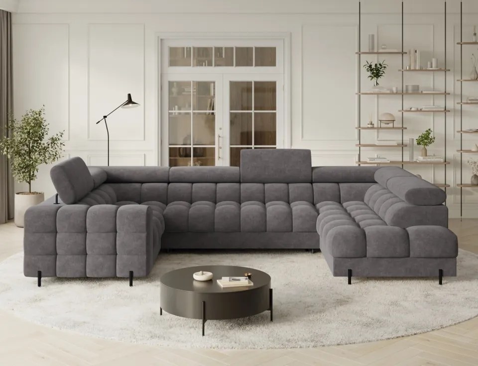 Colțar extensibil, cu spatiu pentru depozitare, 346x205x93 cm, Fectory RT, Eltap (Culoare: Bej / Royal 20)