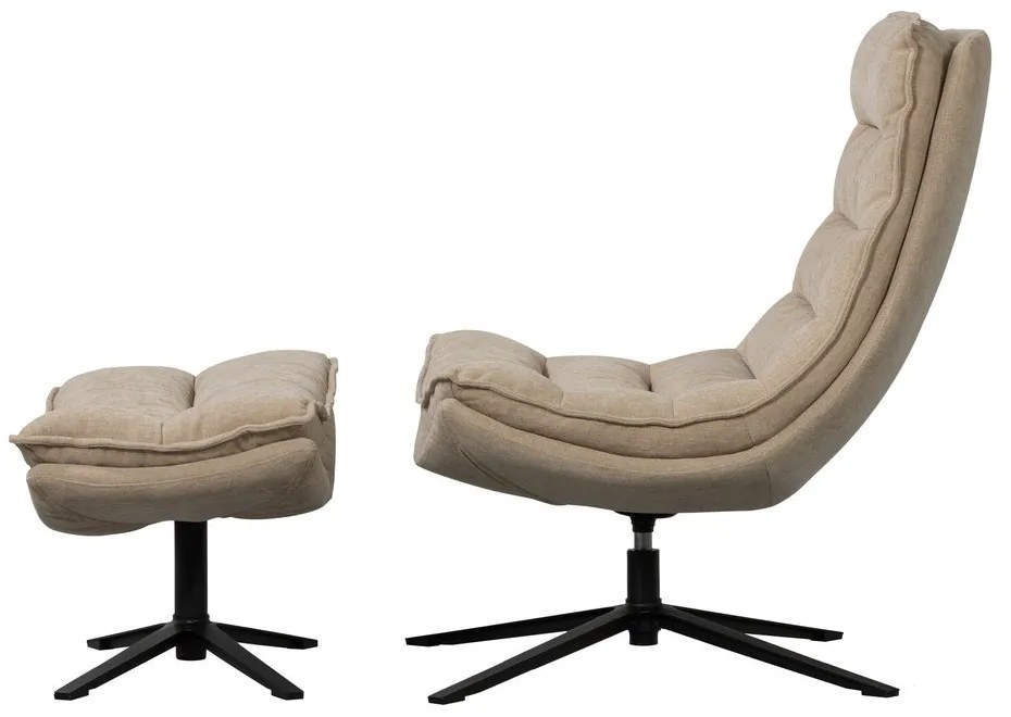 Fotoliu cu taburet în culoare naturală pivotant cu tapițerie din chenille Kube – WOOOD