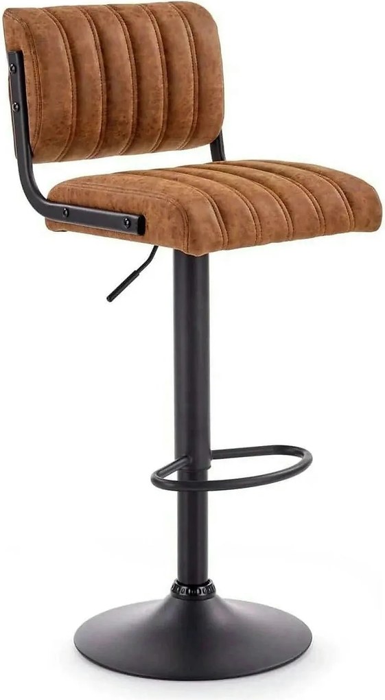 Scaun bar H88, maro/negru, piele ecologica/otel, 39x46x89/109 cm