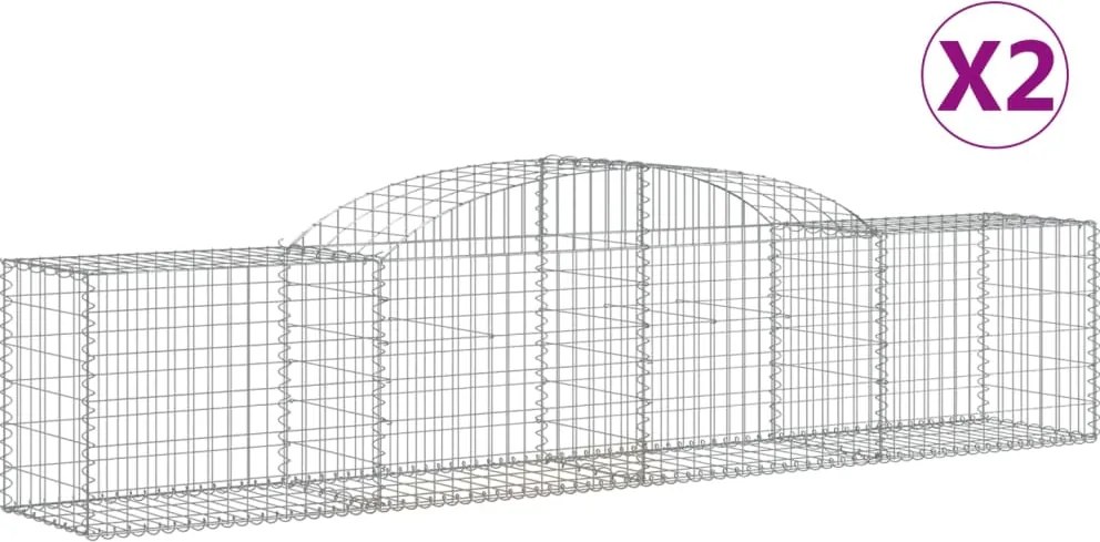 vidaXL Coșuri gabion arcuite 2 buc, 300x50x60/80 cm, fier galvanizat