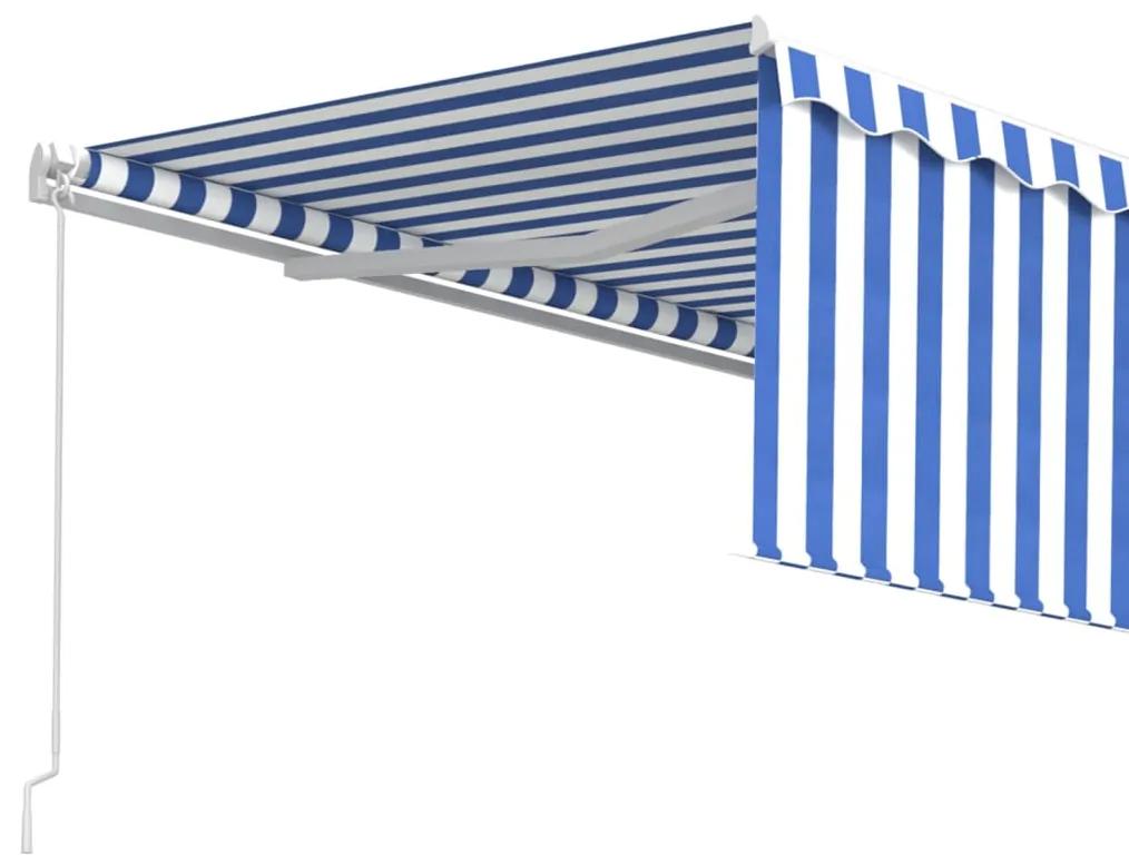 Copertina retractabila manual cu stor, albastrualb, 4x3 m Albastru si alb, 4 x 3 m