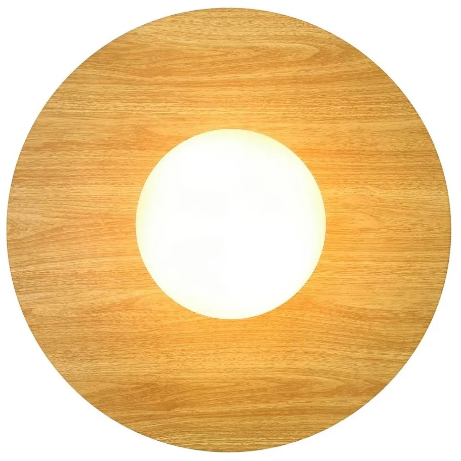 Plafoniera Rotunda cu protectie IP44 Siona aspect de lemn
