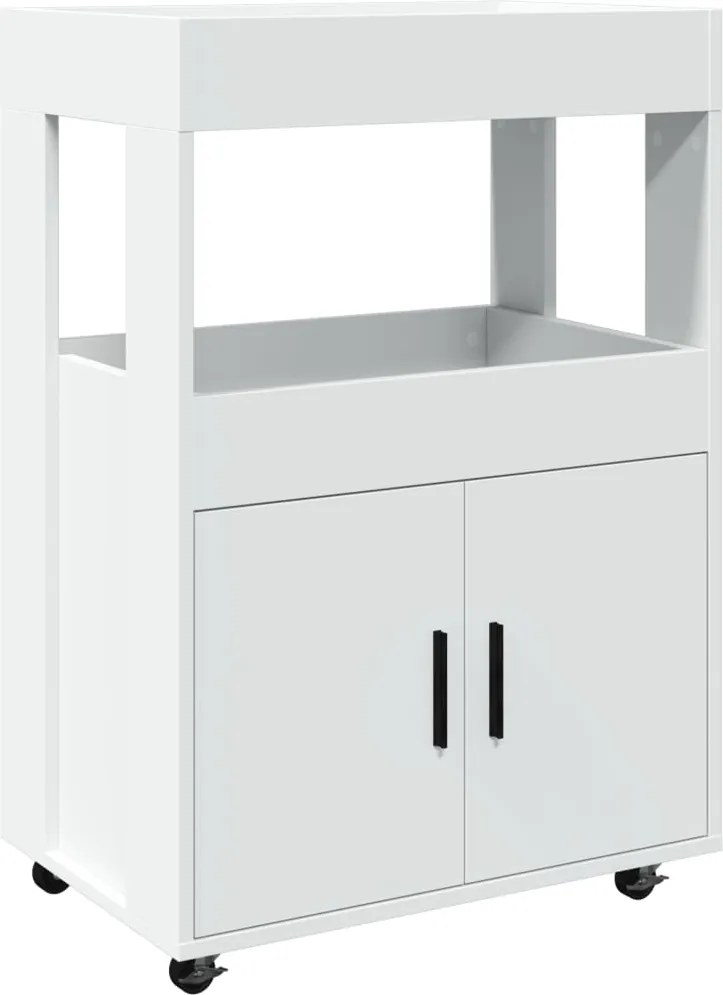 vidaXL Cărucior de bar, alb, 60x39,5x89 cm, lemn prelucrat