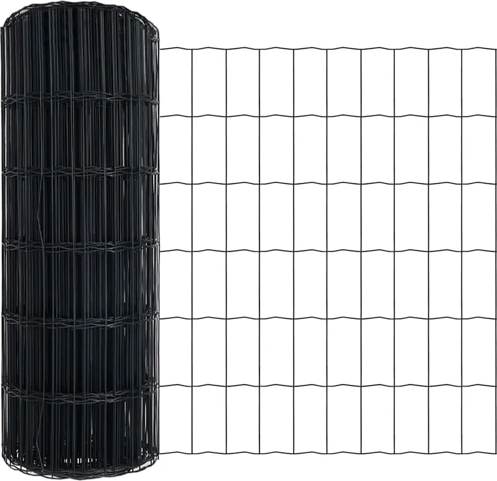 vidaXL Gard Euro Gri 0,6 x 10 m Fier acoperit cu PVC