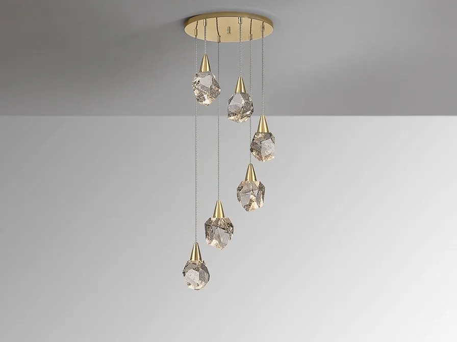 Lustra cu 6 Pendule LED design modern decorativ Aquaria aurie