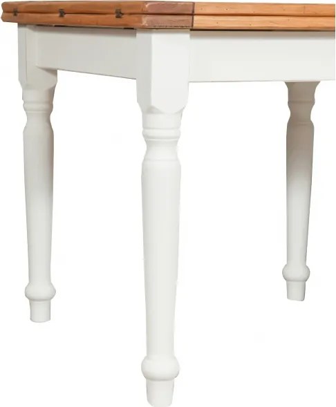 Masa pliabila, L90(180) 90 H80 cm, culoare natur alb antic, Lemn masiv