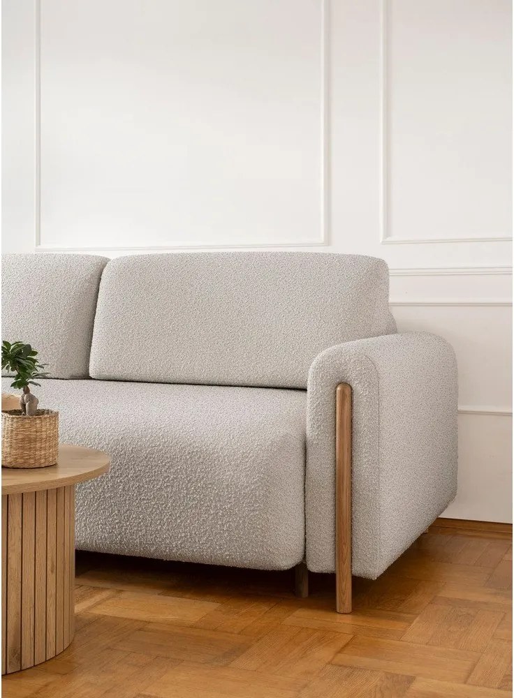 Canapea grej extensibilă/cu spațiu de depozitare cu tapițerie din țesătură bouclé 244 cm Arcadova – ELTAP