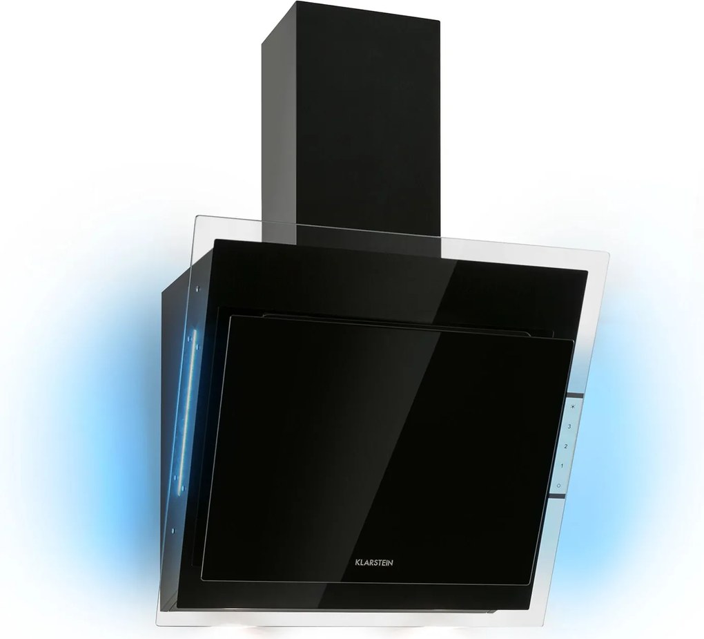 Klarstein Mirage 60, hotă de aburi, 550 m³/h, panoul tactil, ambient, negru