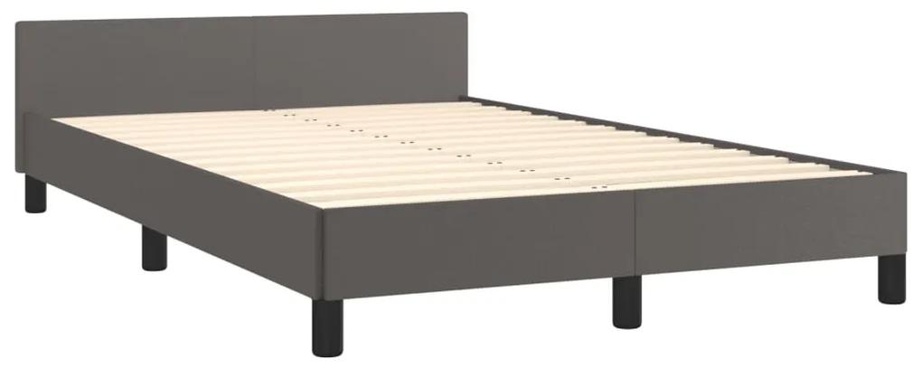 379545 vidaXL Cadru de pat cu tăblie, gri, 120x190 cm, piele ecologică