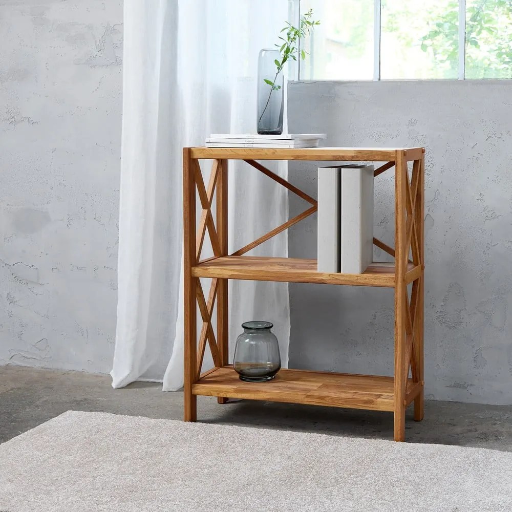 Etajeră în culoare naturală din lemn de stejar 70x87 cm X-Shelf – Unique Furniture