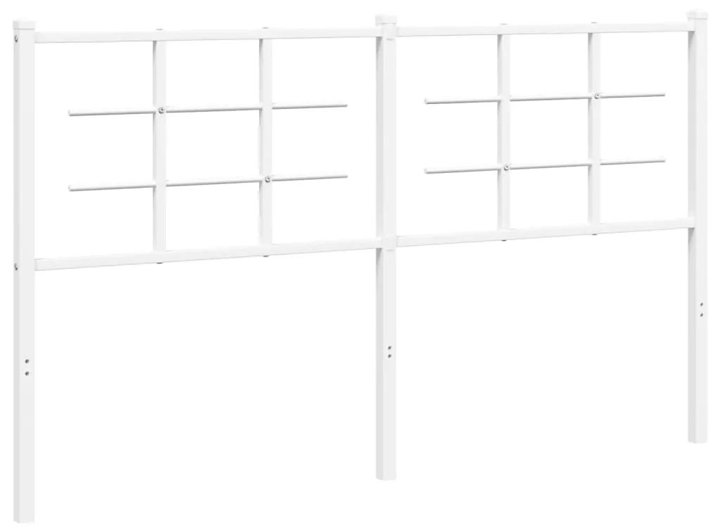 355645 vidaXL Tăblie de pat metalică, alb, 160 cm