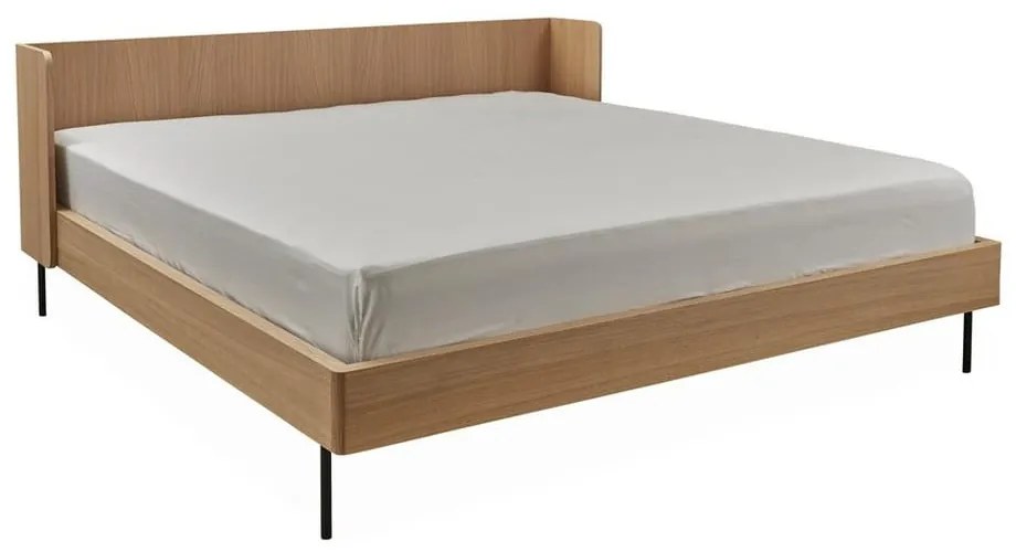 Pat dublu cu aspect de lemn de stejar 160x200 cm Wrap - Bonami Selection