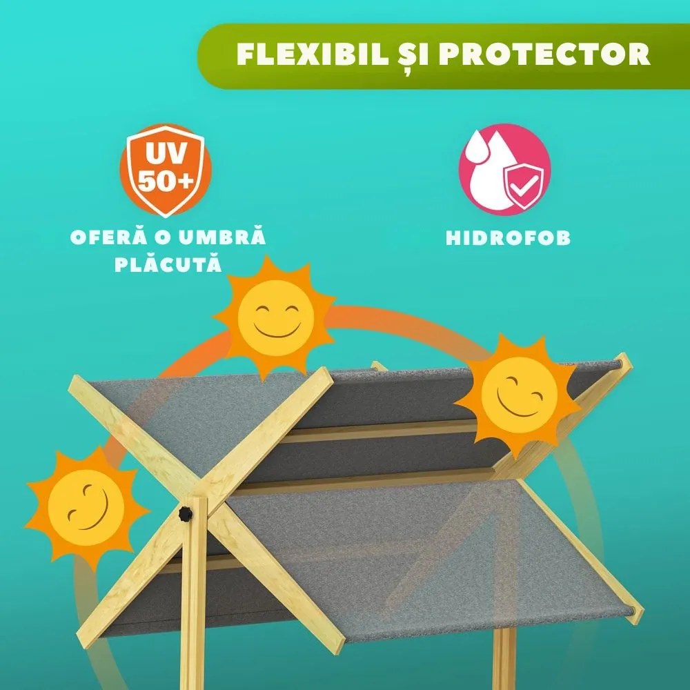 Cutie de nisip cu acoperiș SANDY, din lemn de brad, 120x120x120cm Jurhan