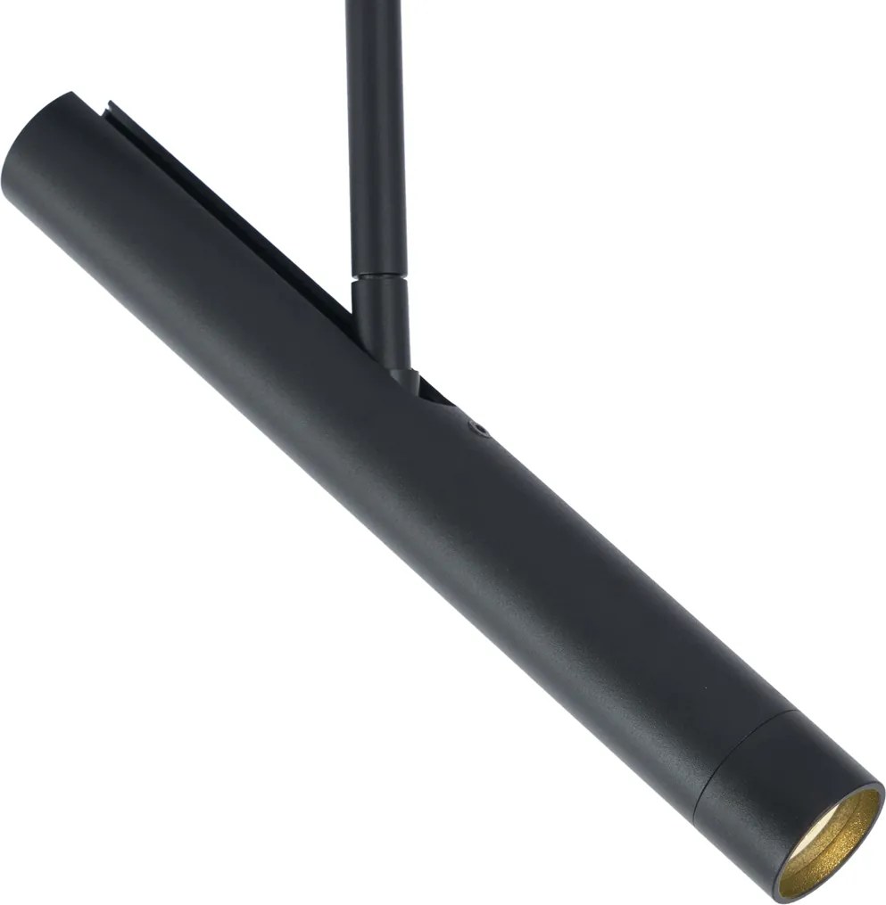 Sistem de iluminat cu șină modern negru cu 6 spoturi negre monofazate - Slimline Avery