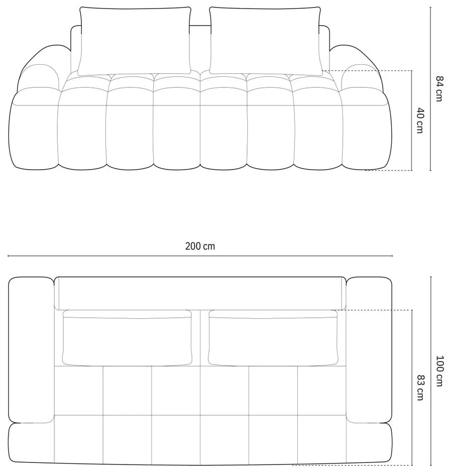 Canapea gri cu tapițerie din catifea 200 cm Linz – Cosmopolitan Design