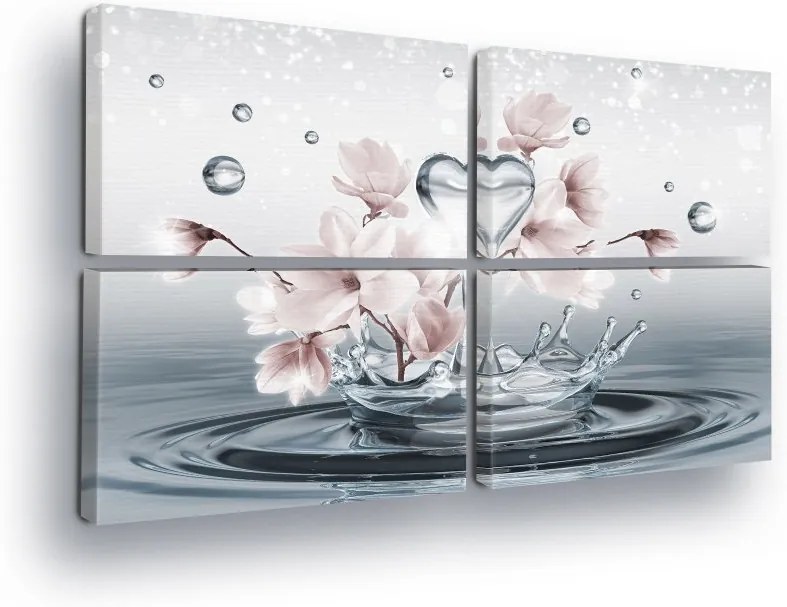 GLIX Tablou - Flowers in Water Drops 4 x 60x40 cm