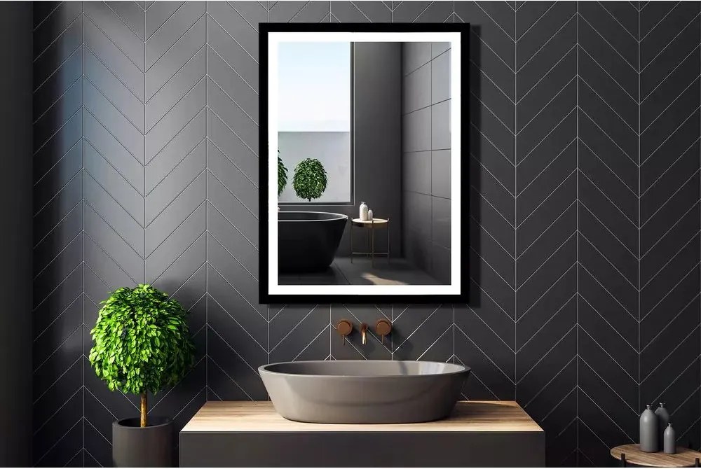 Oglinda reversibila cu iluminare Led Venti Luxled negru 60 cm x 80 cm