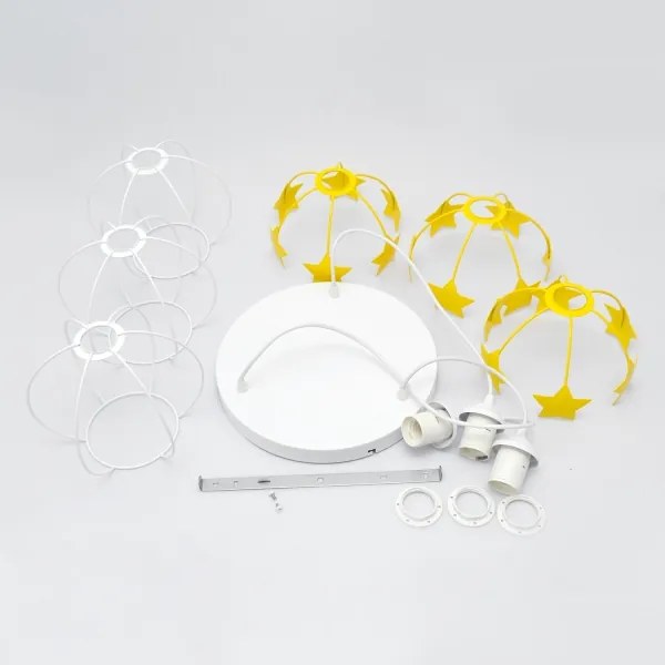 Lustră pe cablu pentru copii STARS 3xE27/15W/230V galben/alb