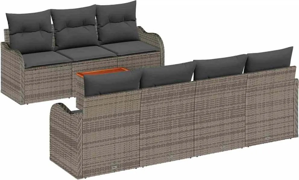 vidaXL Set de canapele pentru grădină cu pernă 8 pcs Gri poliratan