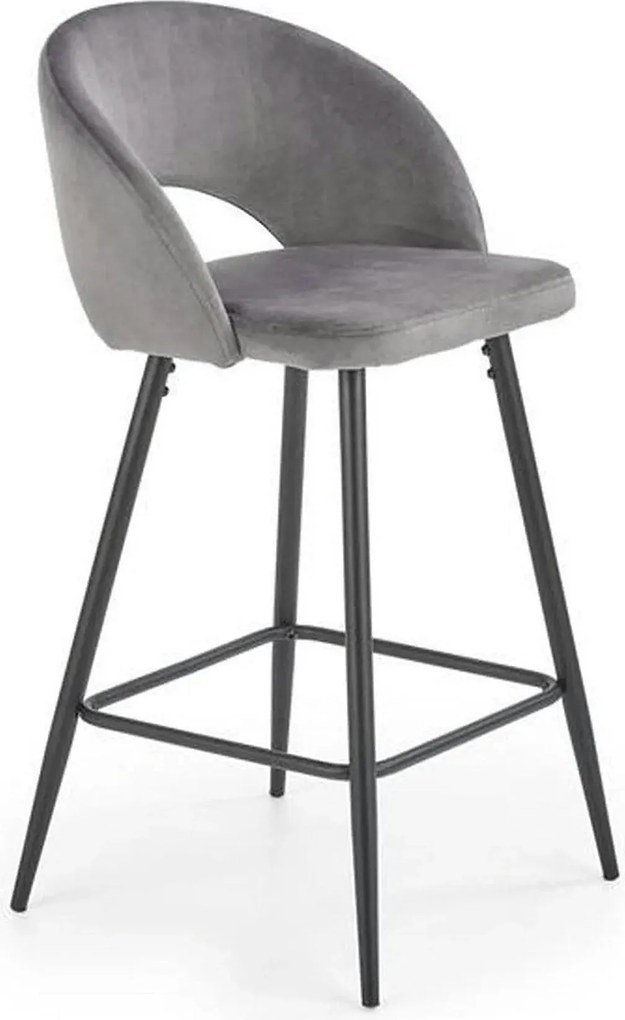 Scaun bar H96, gri/negru, stofa/otel, 48x49x89 cm