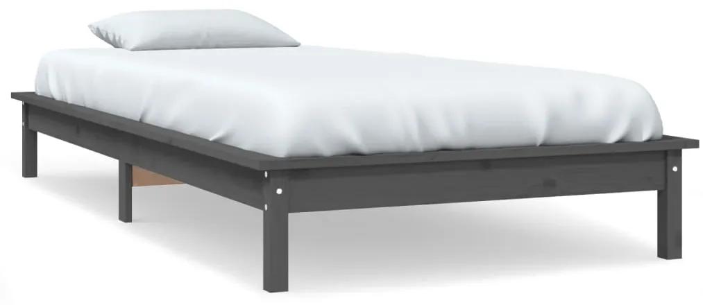 820528 vidaXL Cadru de pat, gri, 90x200 cm, lemn masiv de pin