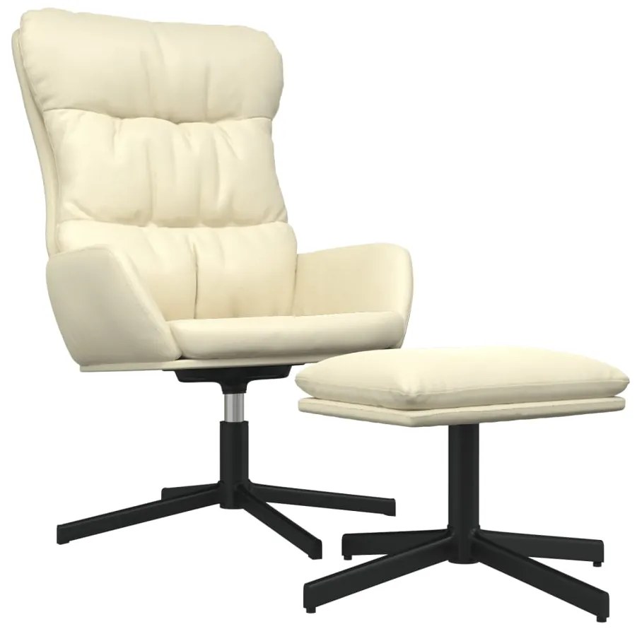3097606 vidaXL Scaun de relaxare cu taburet, crem, piele ecologică