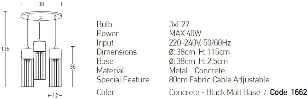 Lustra cu 3 pendule design modern Cario