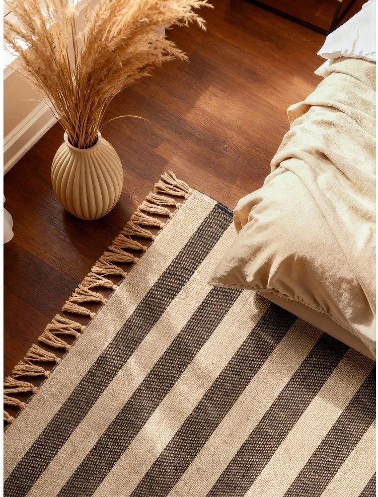 Covor negru/crem reversibil/țesut manual din iută 160x230 cm Playa – Hanse Home