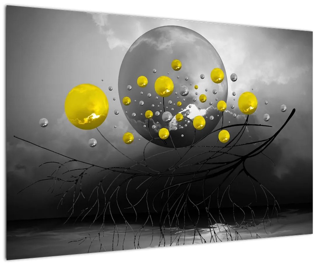 Tabloul - bile abstracte galbene (90x60 cm)