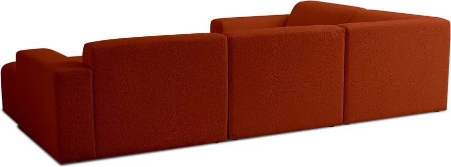 Colțar cărămiziu cu tapițerie din stofă bouclé (în formă de "U") Roxy – Scandic