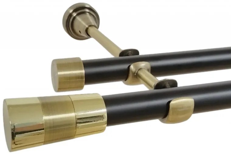 Galerie dubla fara inele duo VALEO 19/19 mm negru aur antic (Alege marime: 140 cm)