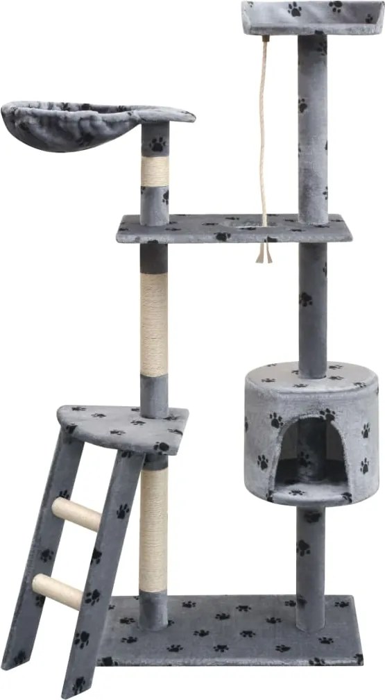 vidaXL Ansamblu pisici cu funie de sisal, 150 cm, imprimeu lăbuțe, gri