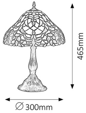 Lampă de masă cu abajur din sticlă vitrată Tiffany MIRELLA 1xE27/60W/230V Rabalux 8090