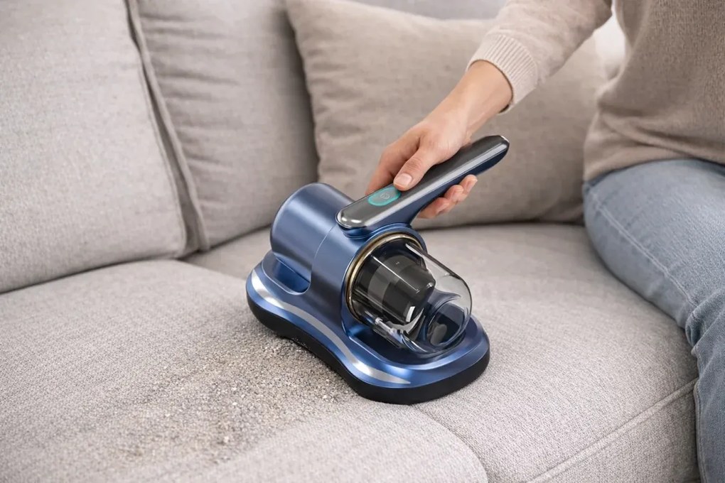 VERK Aspirator portabil fără sac pentru acarieni cu filtru antialergic și lumină UV - violet