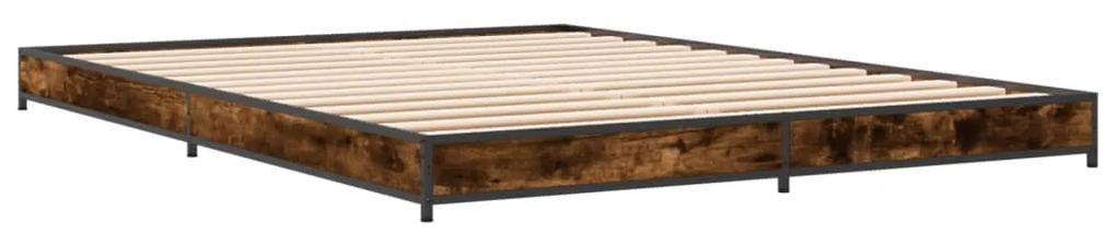 845168 vidaXL Cadru de pat, stejar afumat 120x190 cm lemn prelucrat și metal